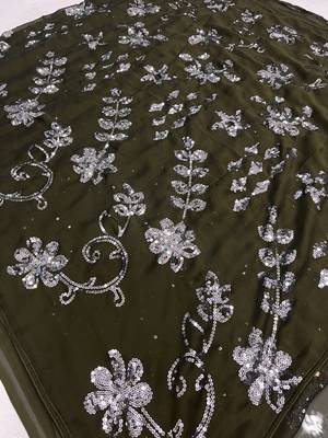 Mehendi Color Sequence Silk Designer Saree With  Silk Sequence Blouse 6